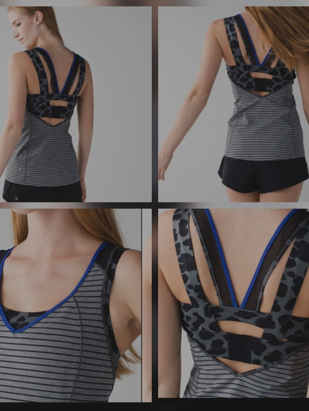 Lululemon new no tags womens 6 super sport tank top in leopard striped and blue